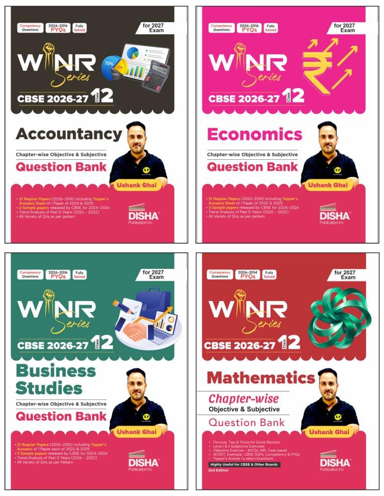 WINR Combo (4 Books) CBSE Class 12 Accountancy, Business Studies, Economics & Mathematics