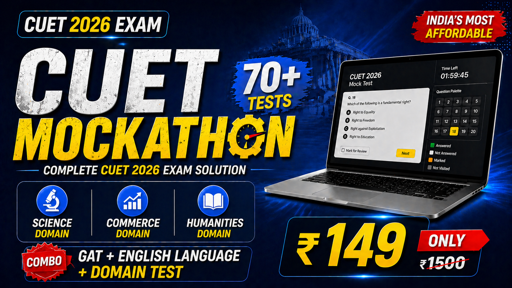 CUET MOCKATHON 2026 Exam Complete Test Series (GAT+English Lang.+Domain)
