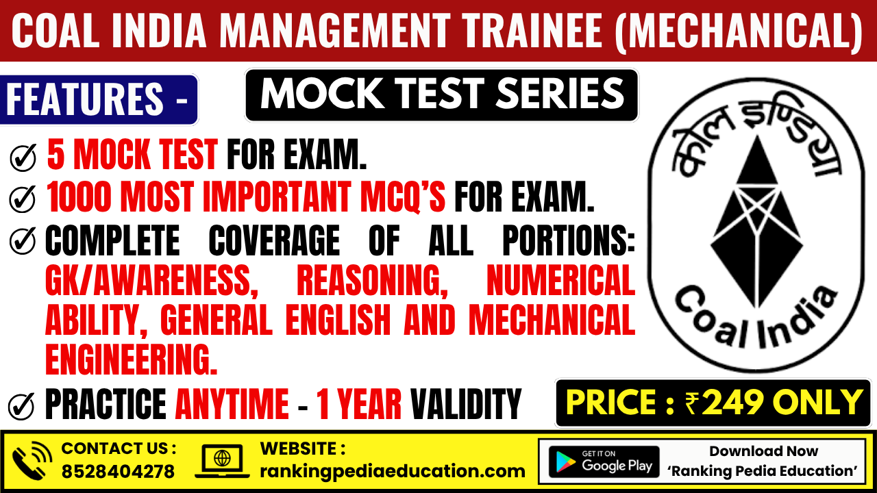 Coal India Management Trainee (Mechanical) Exam Mock Test Series
