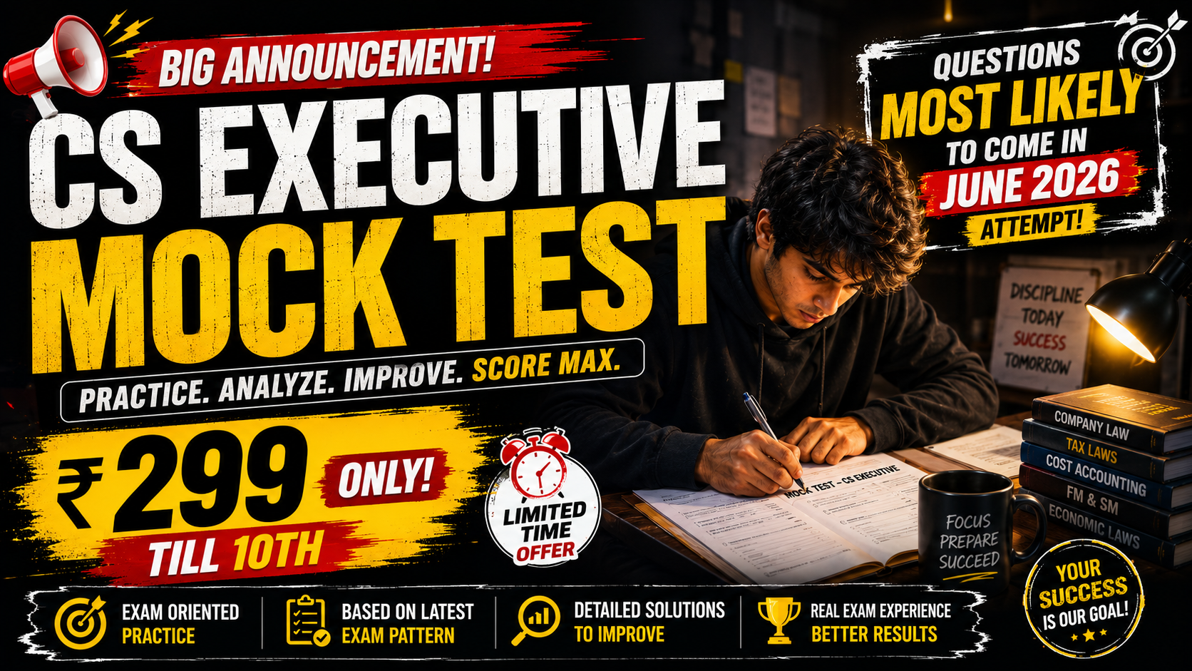 2x MOCK TEST JUNE 2026 - JIGL / SBIL / CL / ECIPL / CMSL / CAFM / TAX (Single Subject) Starting from 10th May