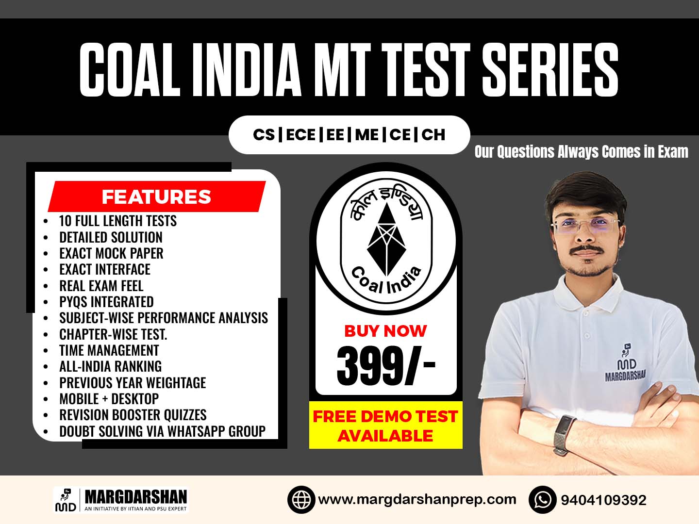 Coal India TEST SERIES 2K26 (CH/ME/CE/EE/EC/IN/CS)