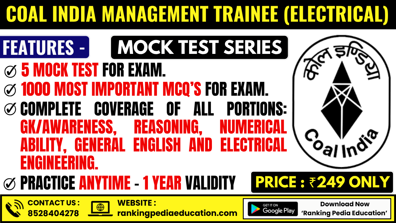 Coal India Management Trainee (Electrical) Exam Mock Test Series