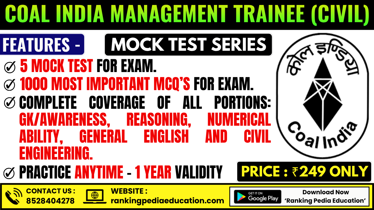 Coal India Management Trainee (Civil) Exam Mock Test Series