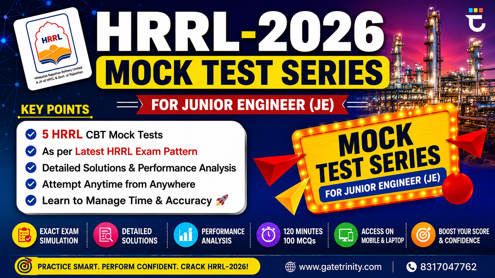 trinity HRRL-2026 Mock Test Series (Jr. Executive – Chemical)