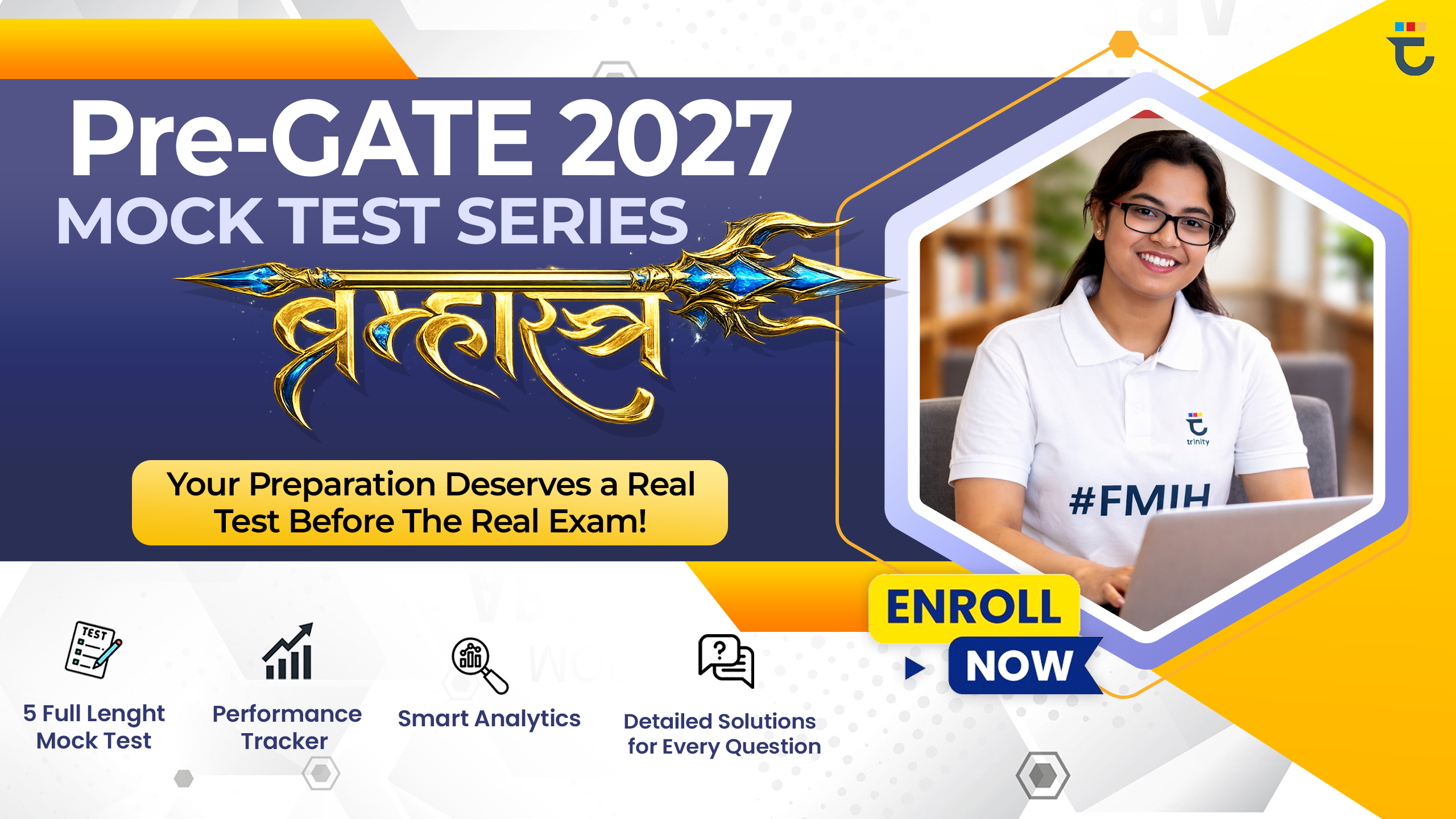 trinity GATE-2027 Pre-GATE Mock Test Series (ब्रम्हास्त्र)