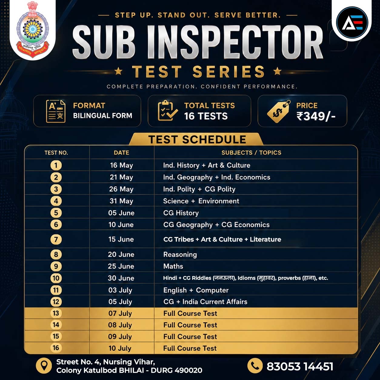 Sub Inspector Test Series 2026