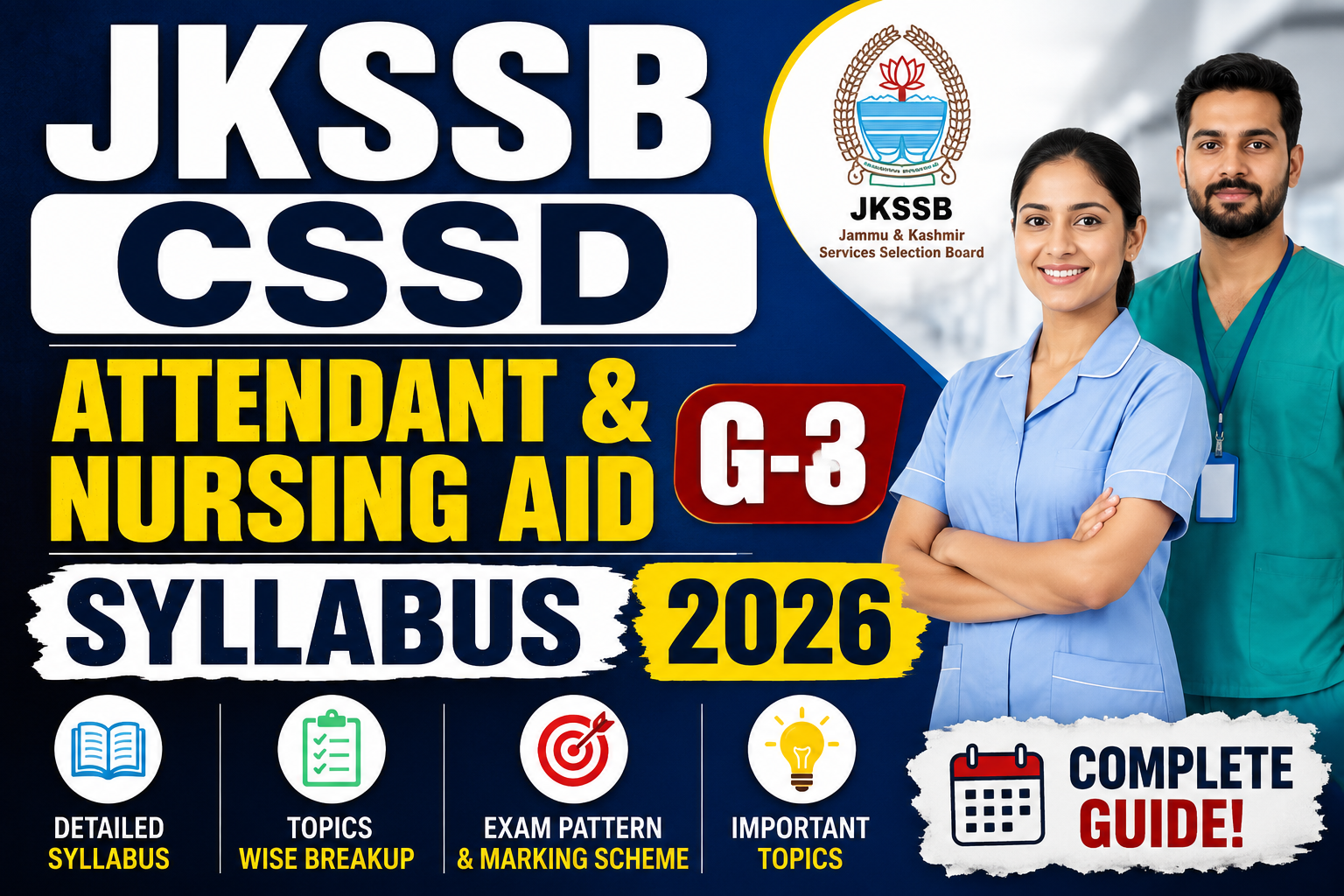 JKSSB CSSD Attendant & Nursing Aid G-3 syllabus 2026 PDF download