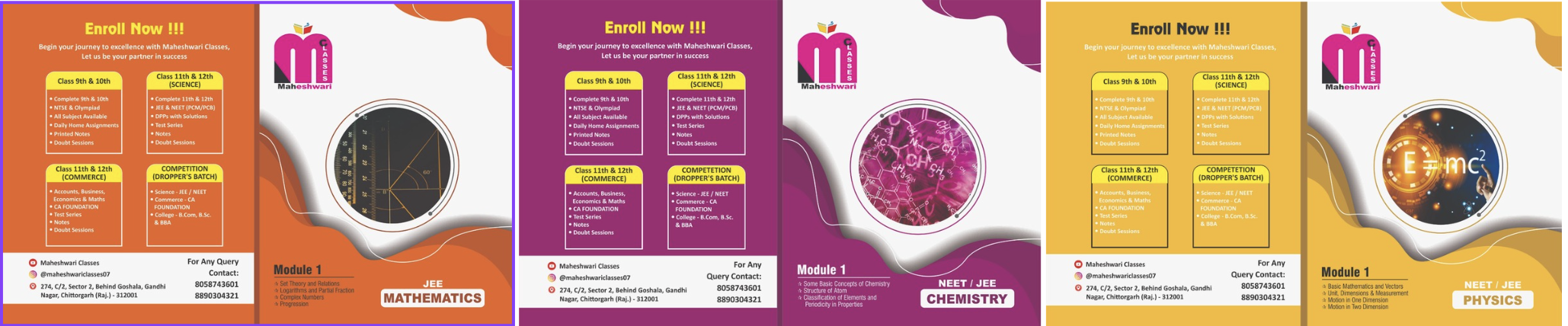 11th JEE (pcm)-4 modules each subject