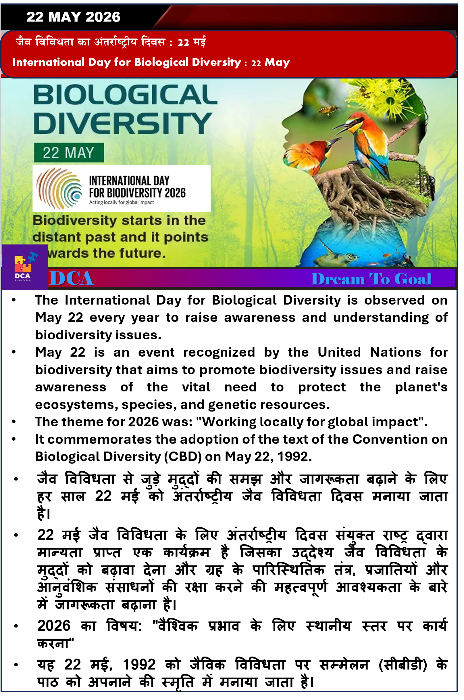 International Day for Biological Diversity : 22 May