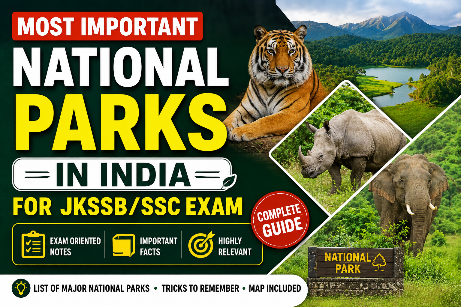 Most Important National Parks in India for JKSSB & SSC Exams