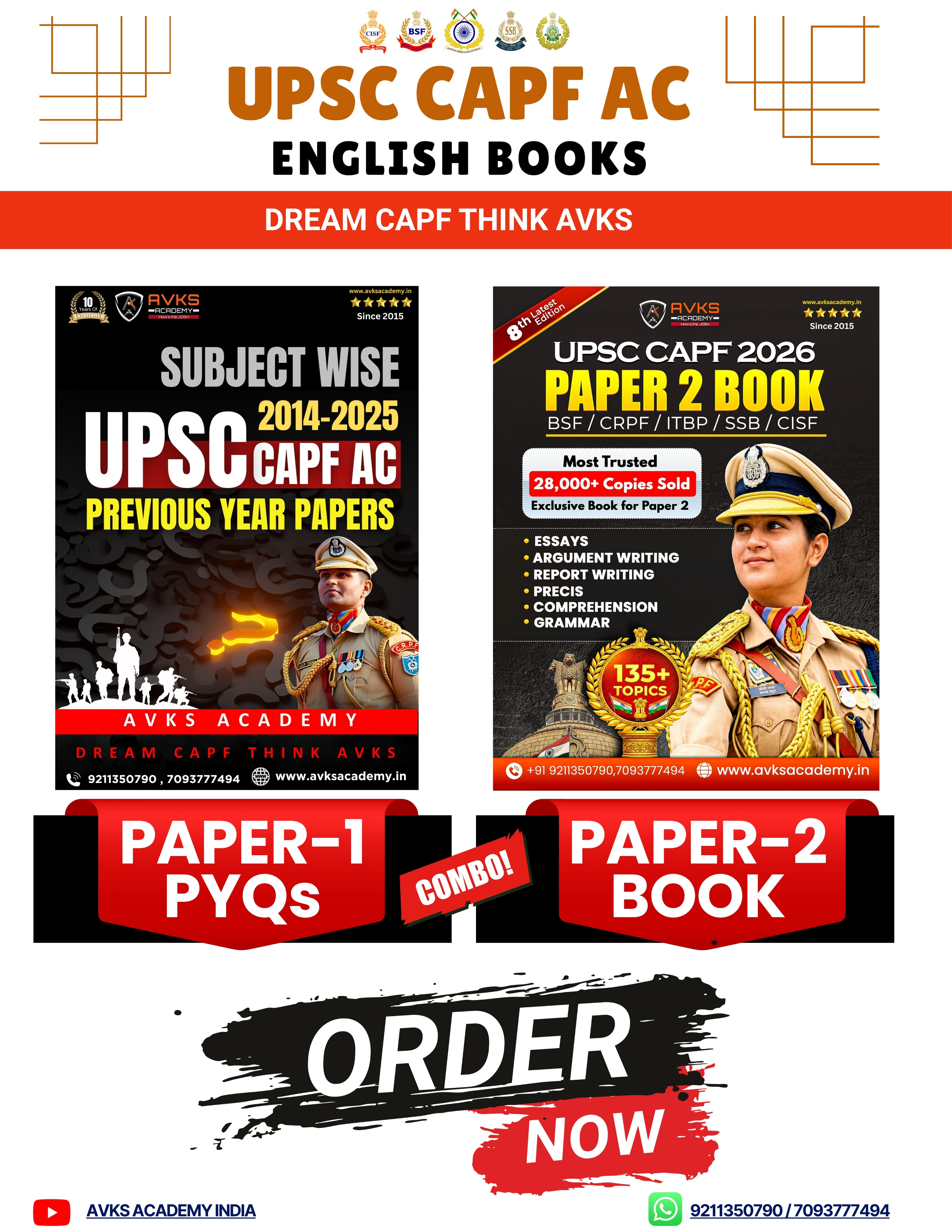 [ENGLISH] UPSC CAPF AC PAPER 1 PYQ BOOK AND PAPER 2 BOOK