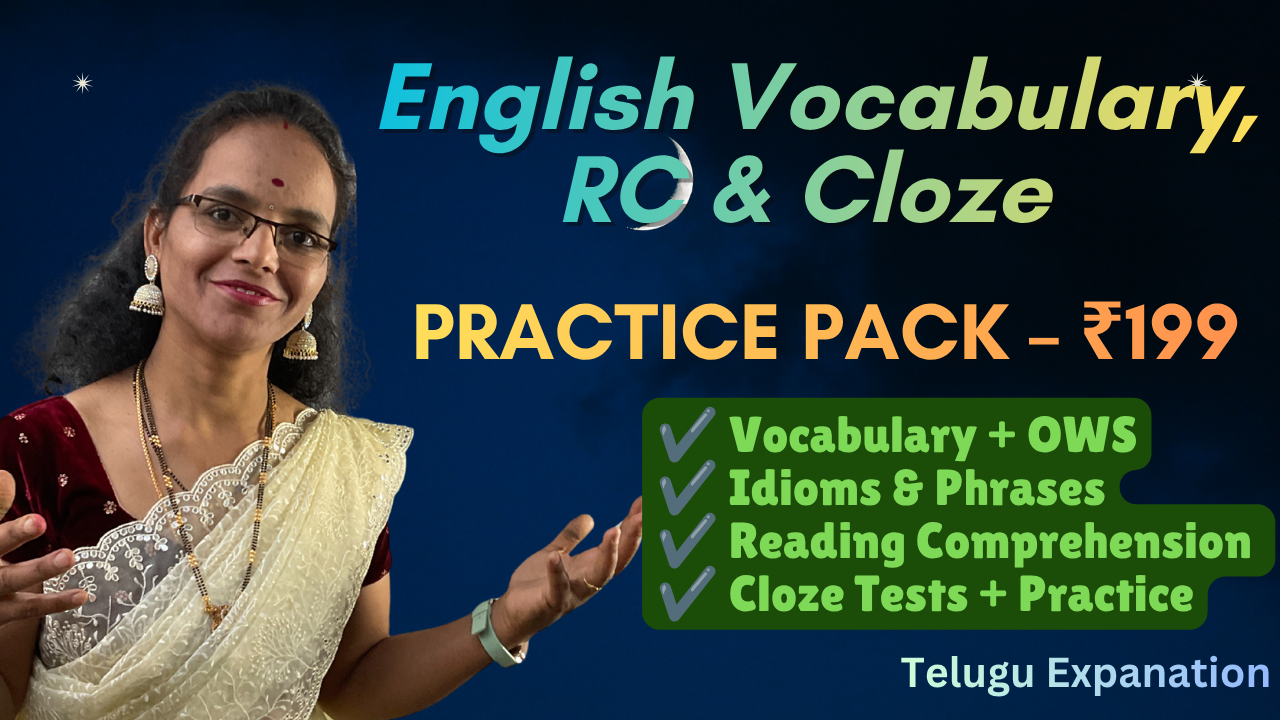 English Vocabulary, RC & Cloze Practice Pack – ₹199