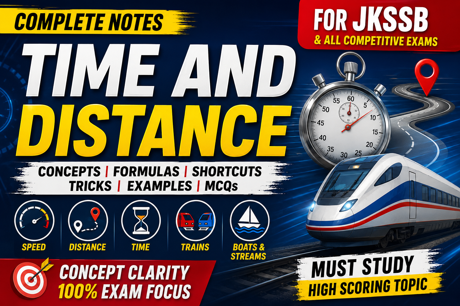 Time and Distance – Complete Notes for JKSSB, SSC, Banking & Competitive Exams