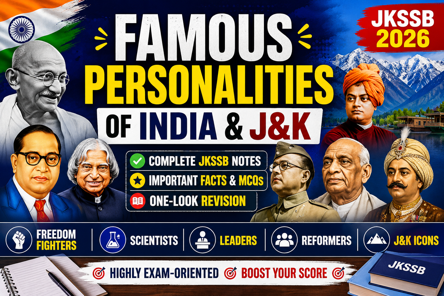 Famous Personalities of India and Jammu & Kashmir – Complete JKSSB Notes