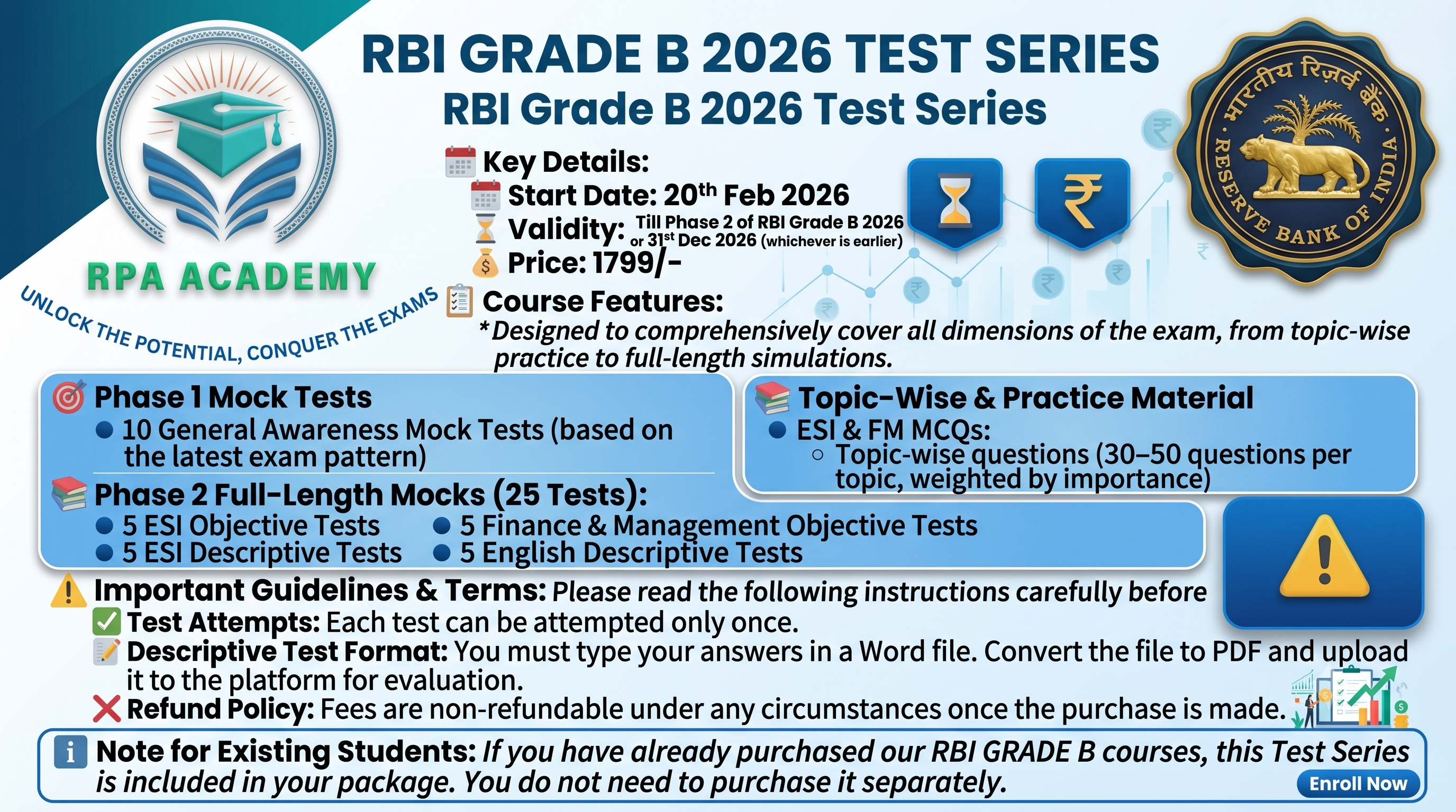 RBI GRADE B 2026 TEST SERIES