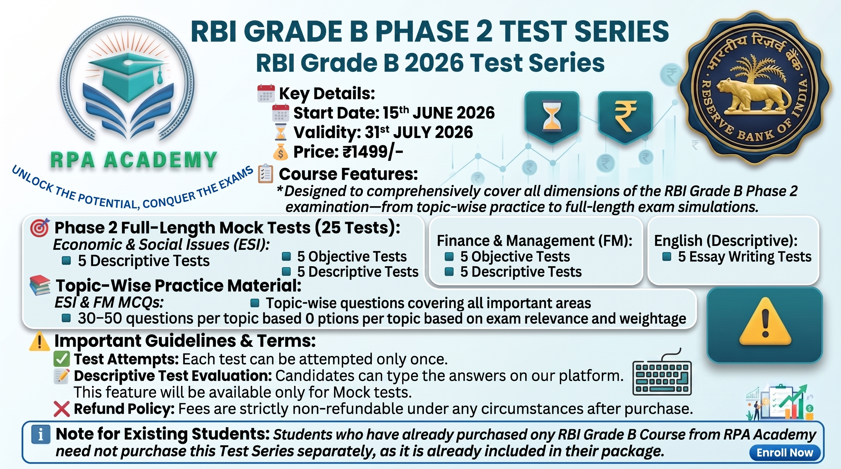 RBI GRADE B 2026 PHASE 2 TEST SERIES