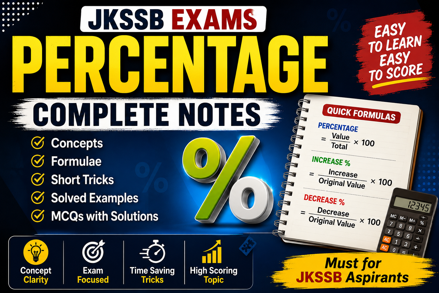 Percentage – Complete Notes for JKSSB Aspirants