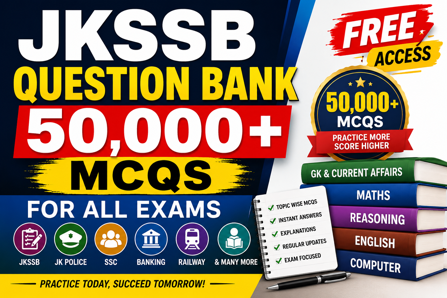 JKSSB Question Bank 50,000+ MCQs for All Exams – Free Practice Platform for Serious Aspirants