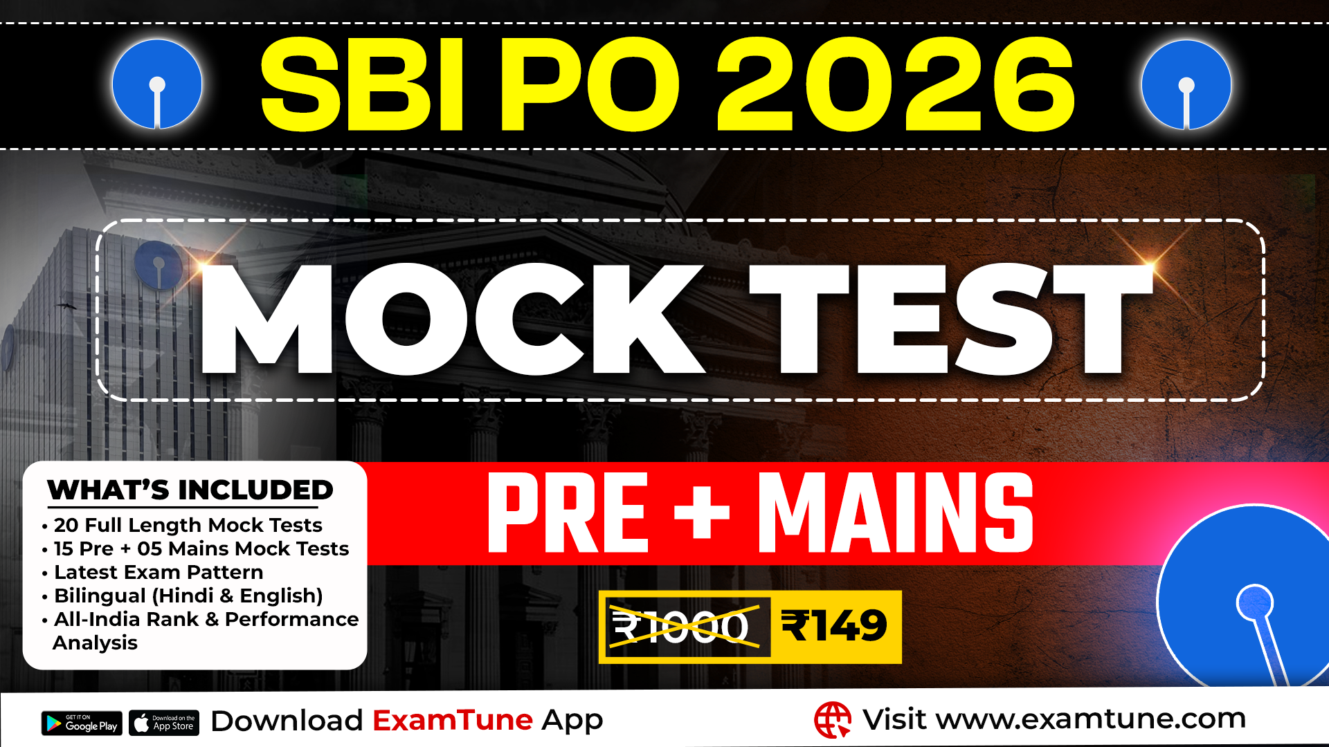 SBI PO 2026 Mock Test Series | Prelims + Mains Mock Tests with All India Rank & Detailed Analysis | ExamTune