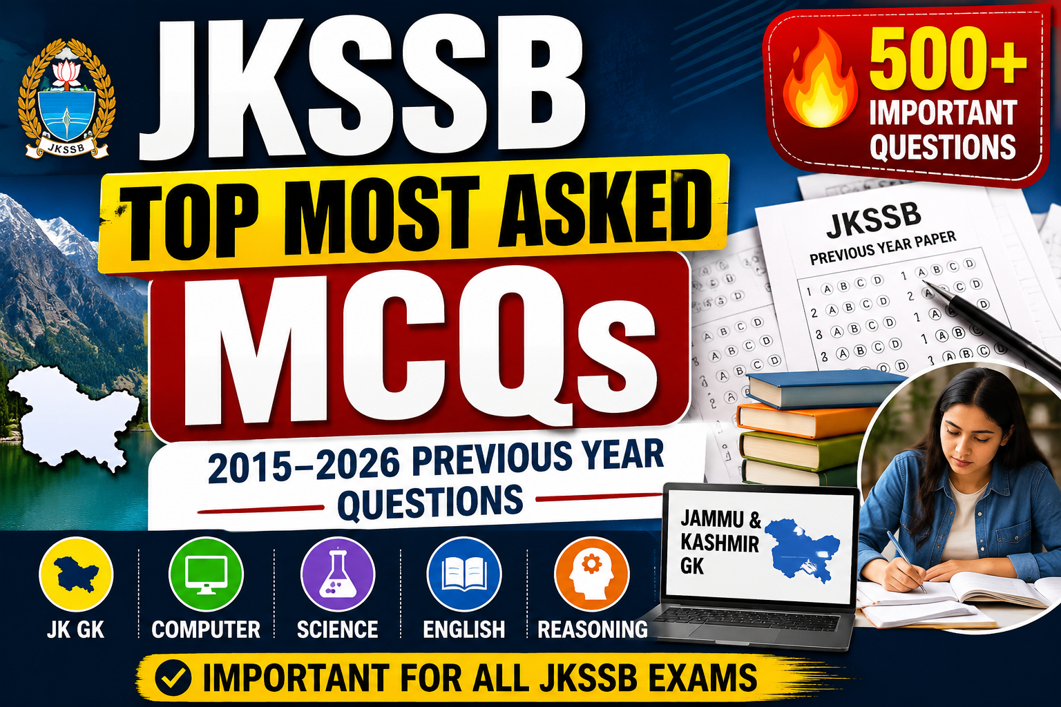 JKSSB Top Most Asked MCQs in Exams (2015–2026) – Important Questions with Answers for All JKSSB Exams