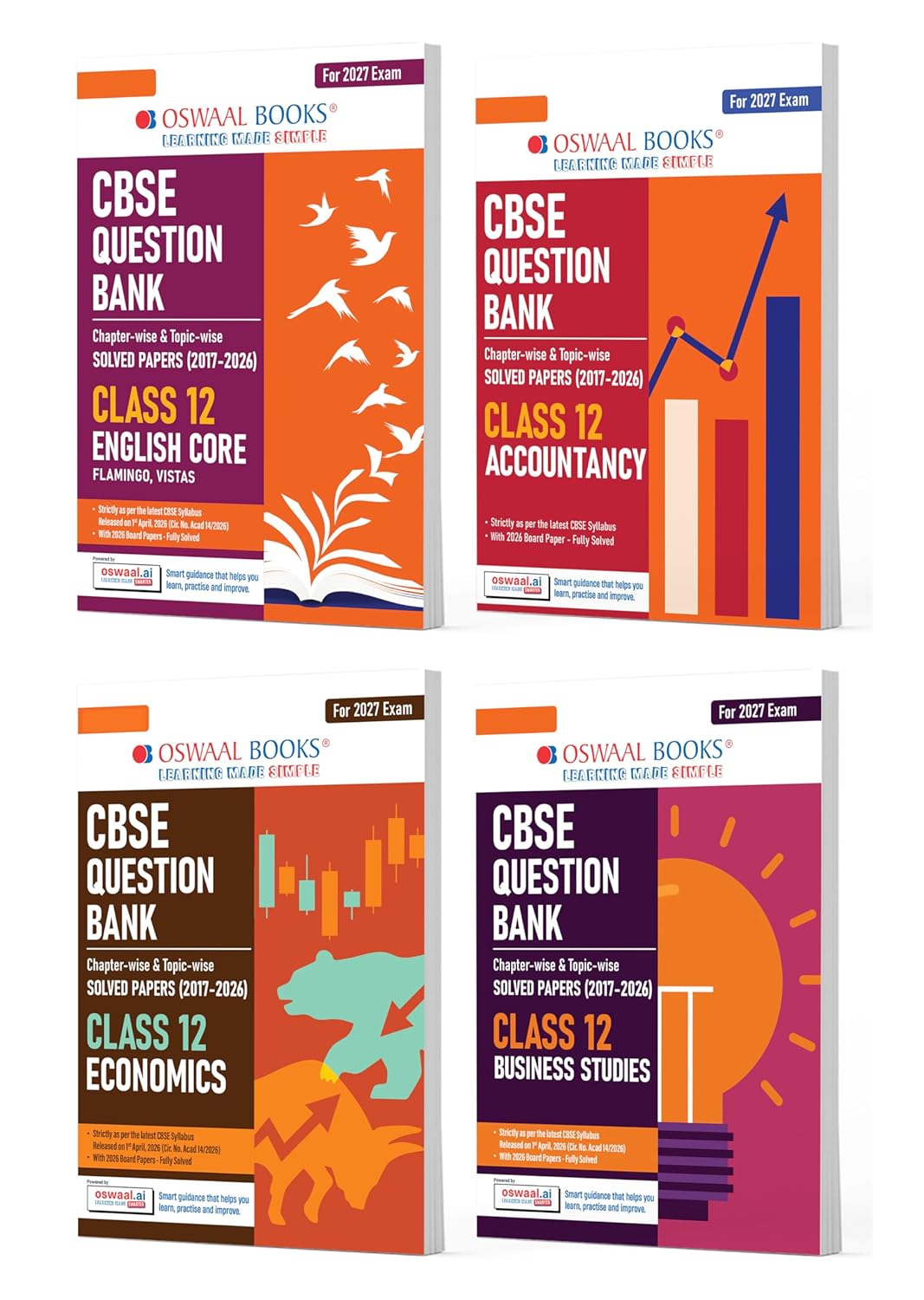 Class 12 English Core, Accounts, Economics & Business Studies (Set of 4) Chapter & Topic-wise Solved Papers CBSE 2027