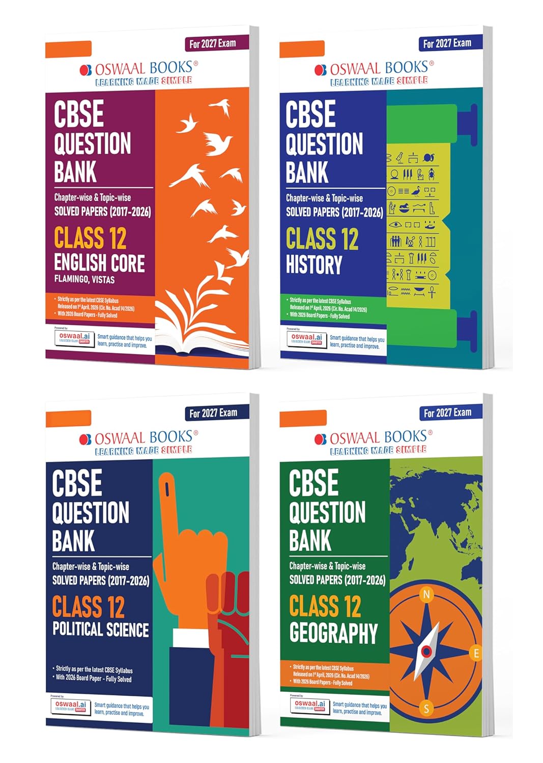 Class 12 English Core, History, Political Science & Geography (Set of 4) Chapter & Topic-wise Solved Papers CBSE 2027