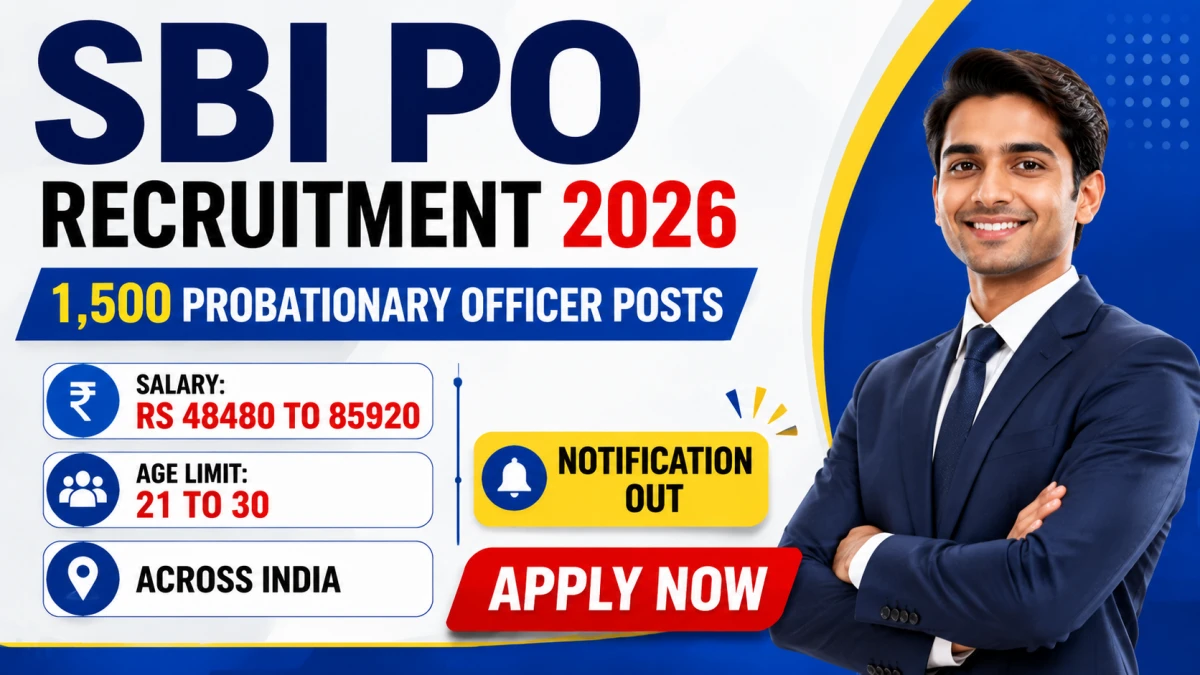 SBI PO 2026 Notification PDF Out - Apply Online for 1,500 Probationary Officer Posts
