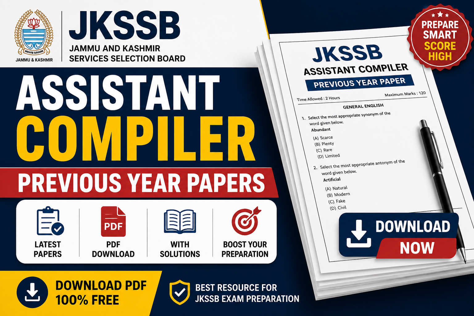 JKSSB Assistant Compiler Previous Year Papers PDF Download (2021) with Answer Key