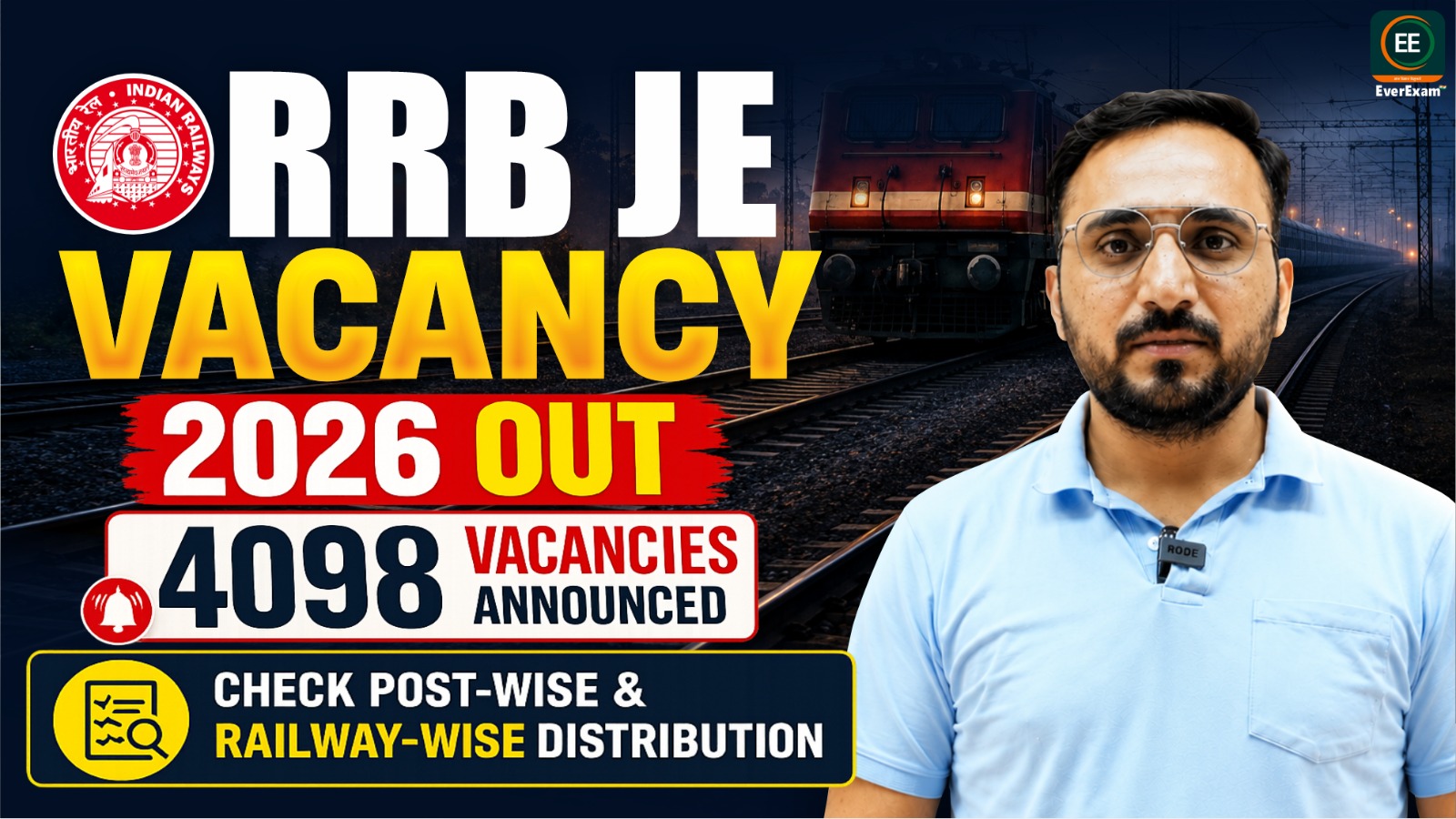 RRB JE Vacancy 2026 Out: 4,098 Vacancies Announced, Check Post-wise & Railway-wise Distribution