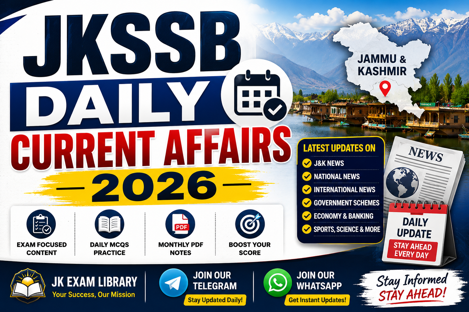 JKSSB Daily Current Affairs 2026: Latest J&K, National & International Current Affairs for JKSSB Exams
