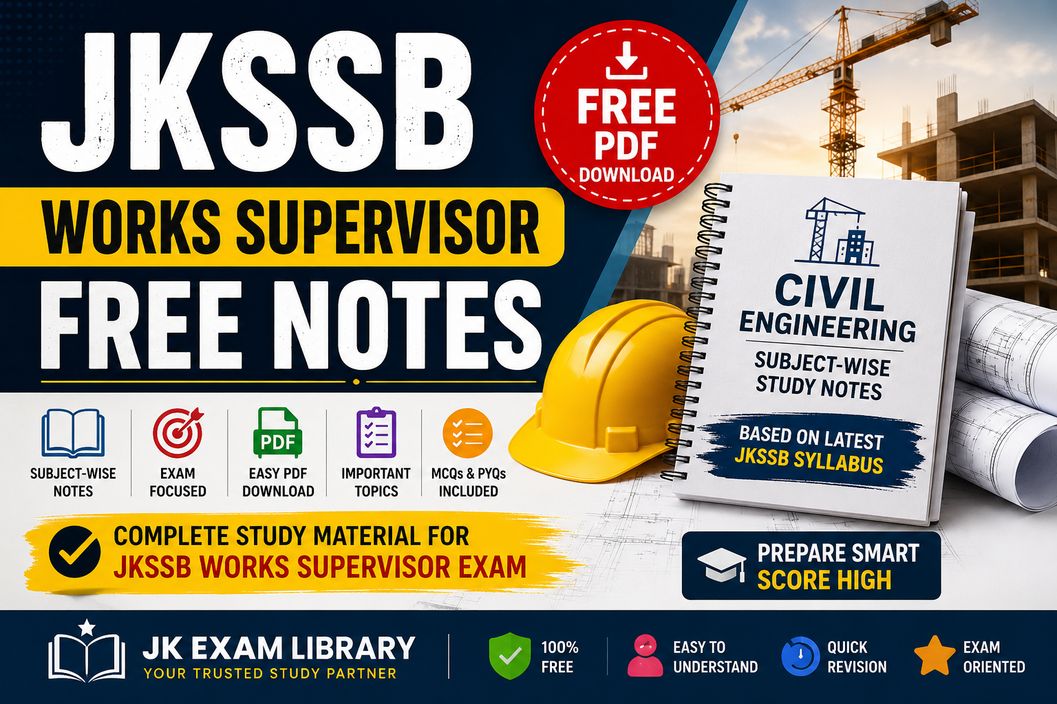 JKSSB Works Supervisor Free Notes 2026 – Download Subject-Wise PDF Notes from JK Exam Library