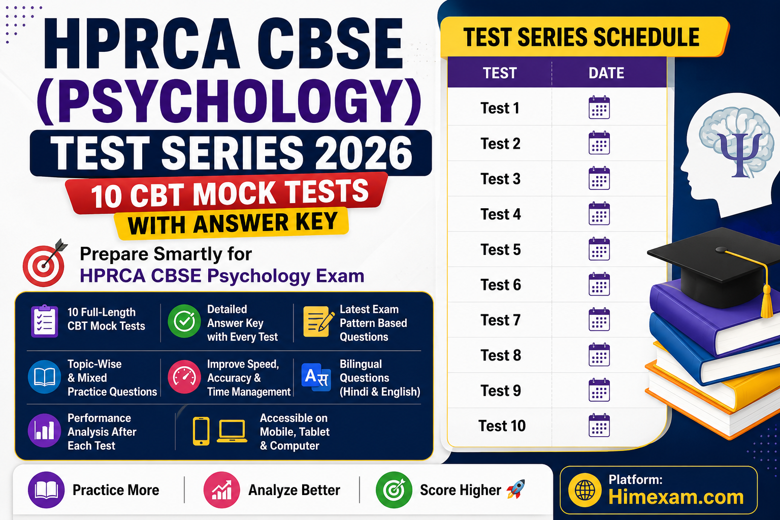 HPRCA CBSE (Psychology) Test Series 2026(10 CBT Test with Answer key)