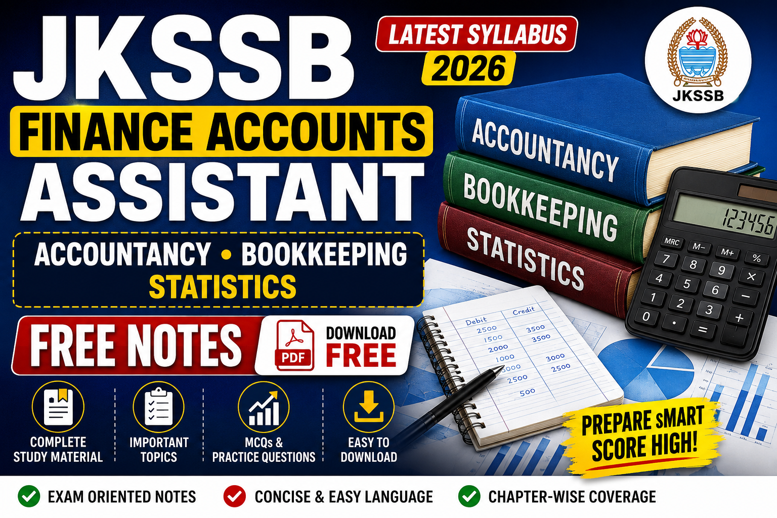 JKSSB Finance Accounts Assistant Free Accountancy, Bookkeeping & Statistics Notes PDF Download