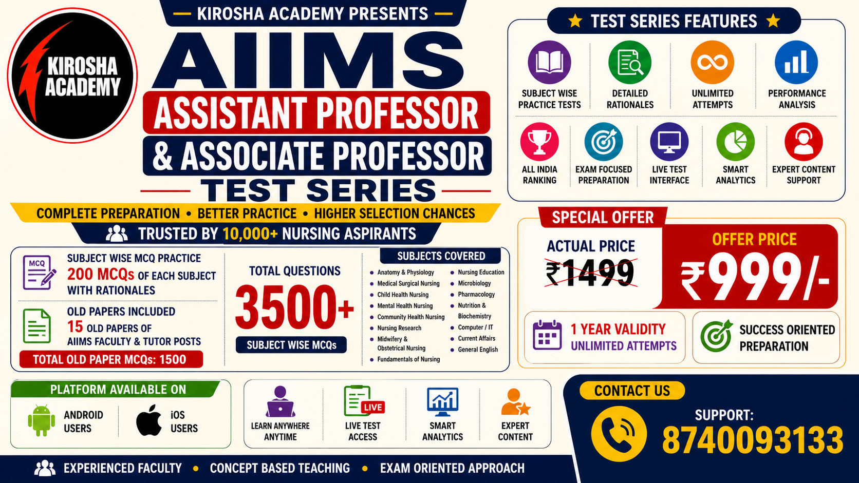 AIIMS NURSING FACULTY TEST SERIES 2026 Assistant Professor & Associate Professor