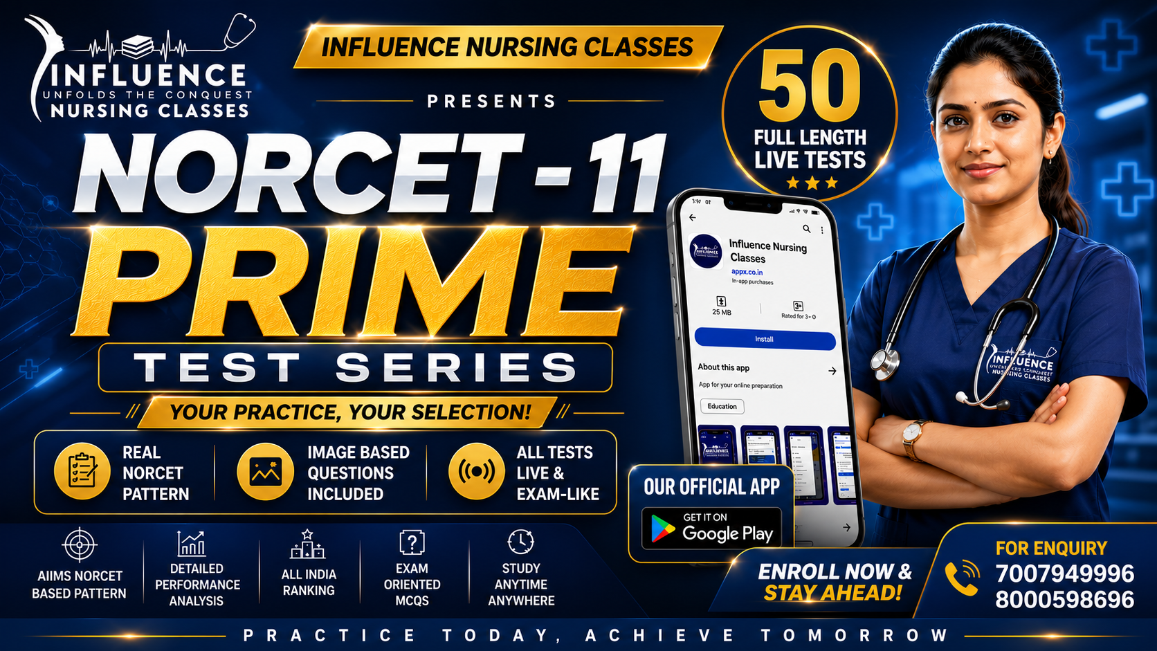 NORCET-11 PRIME Test Series | 50 Full-Length Live Tests | AIIMS NORCET Pattern