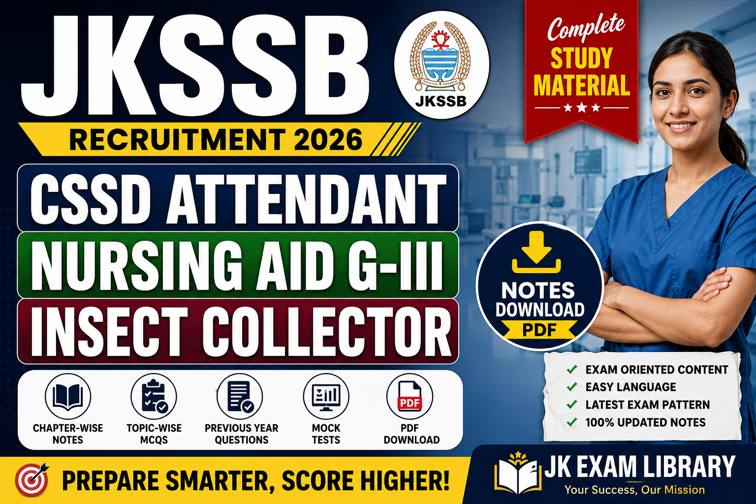JKSSB CSSD Attendant, Nursing Aid G-III & Insect Collector Notes 2026 PDF – Complete Study Material download