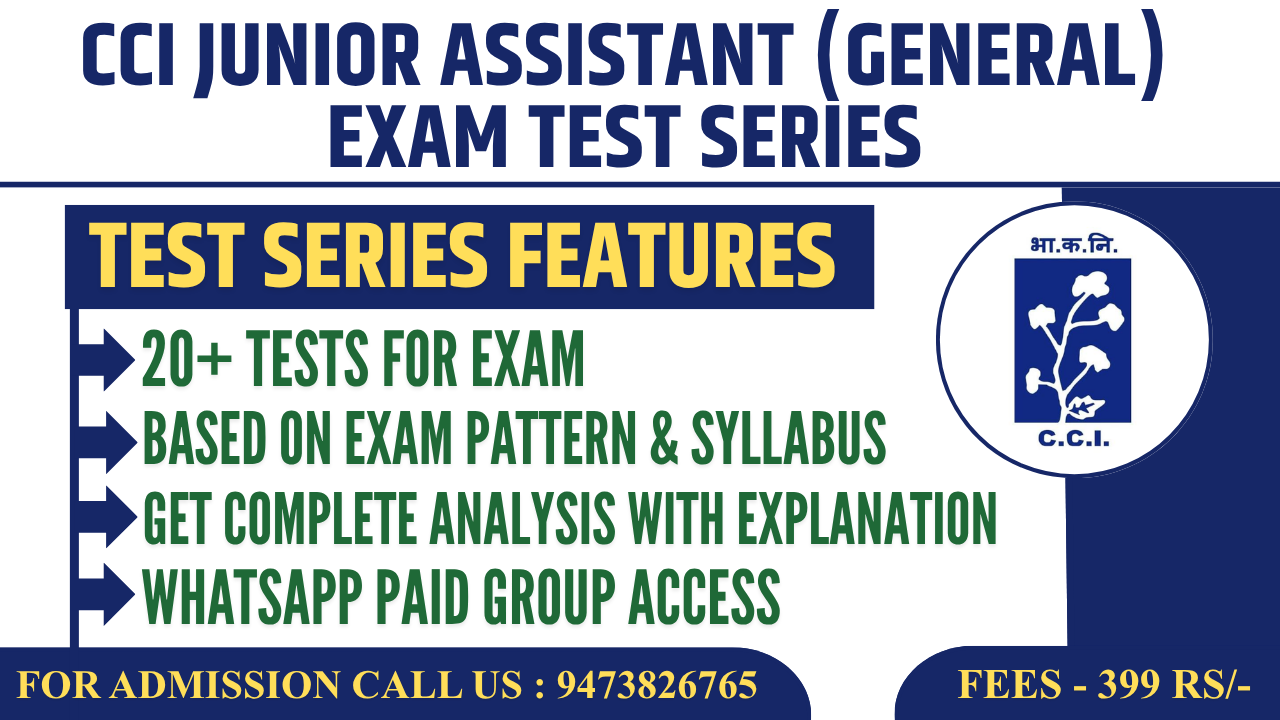 Cotton Corporation of India (CCI) Junior Assistant (General) Exam Mock Test (Test Series)