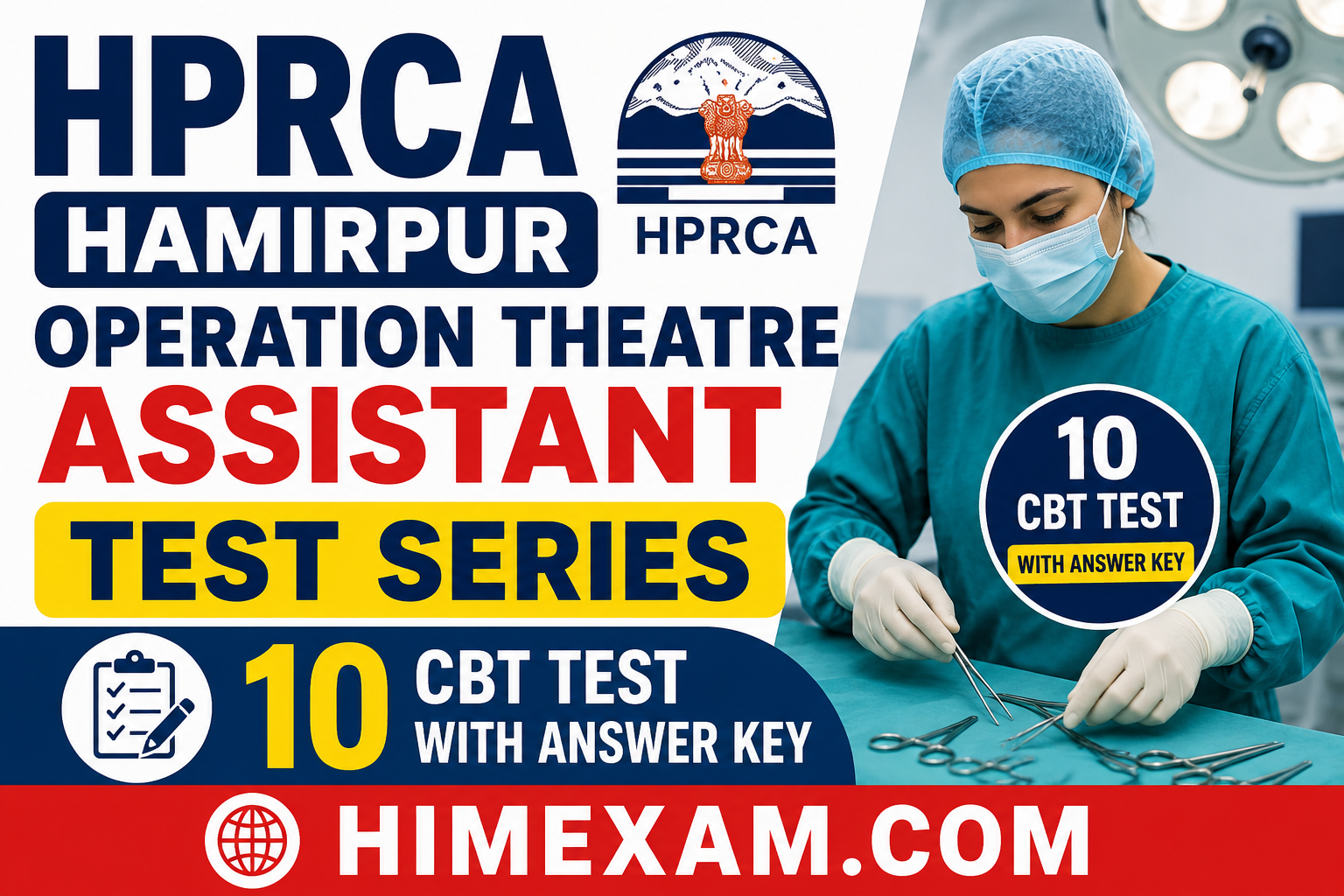 HPRCA Hamirpur Operation Theatre Assistant Test Series(10 CBT Test with answer key)