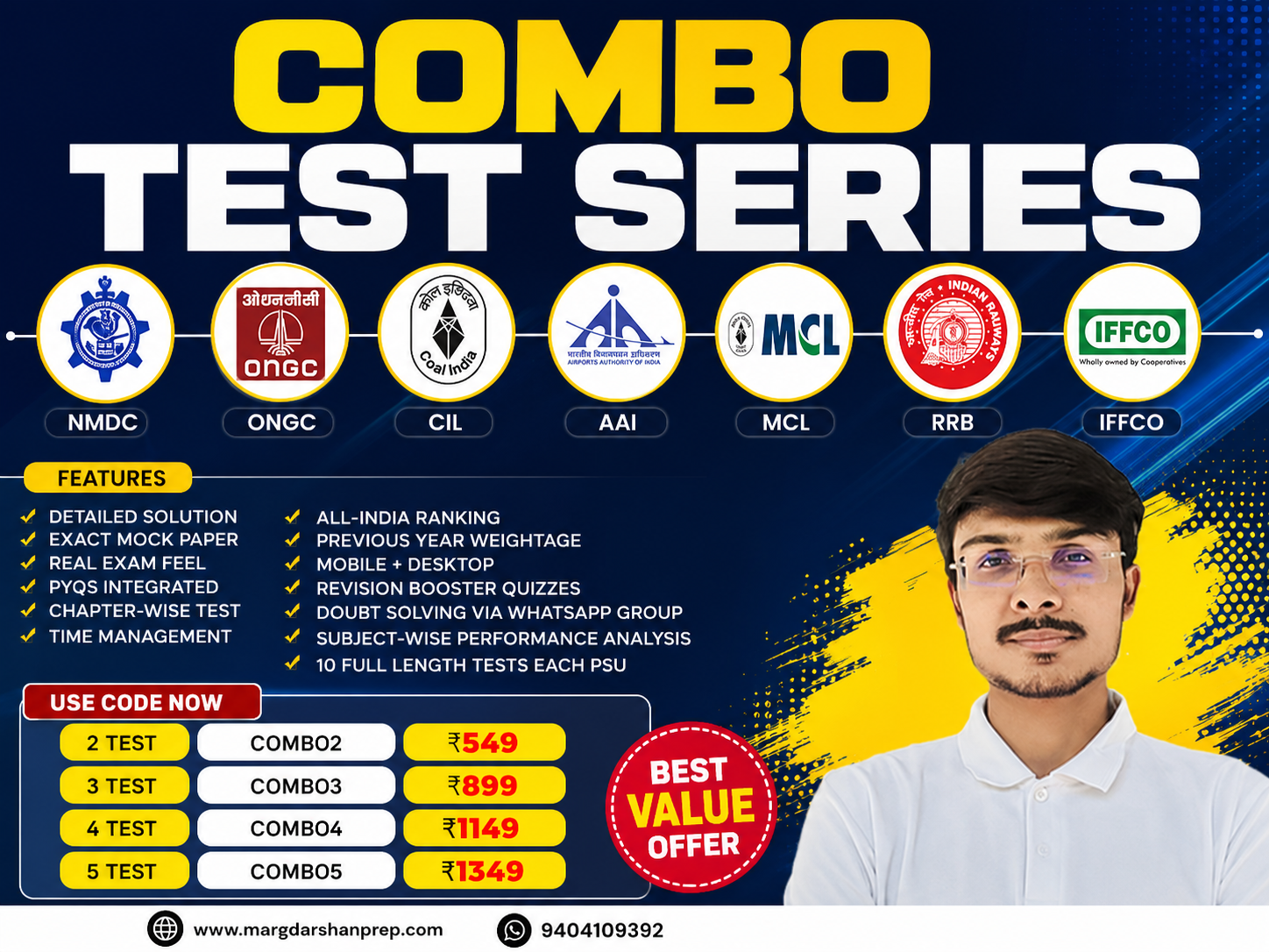 Combo Test Series for CIL ONGC MCL NMDC RRB IFFCO & AAI