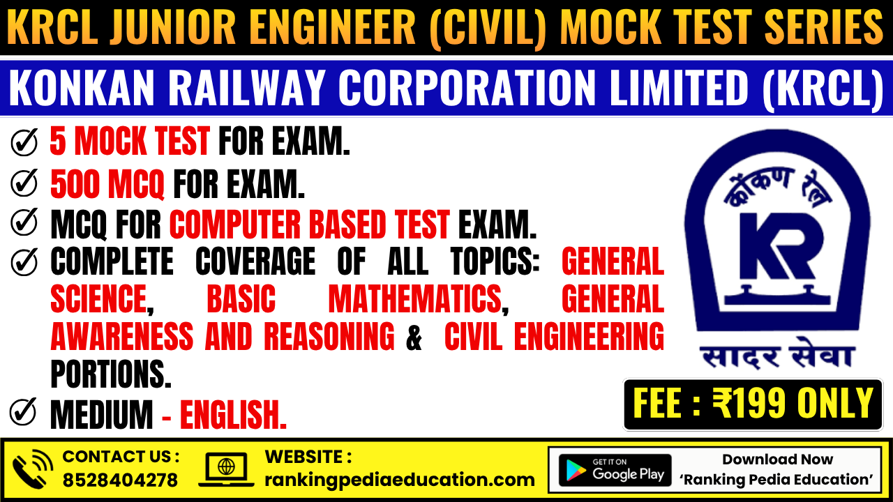 KRCL Junior Engineer Civil Exam Mock Test Series