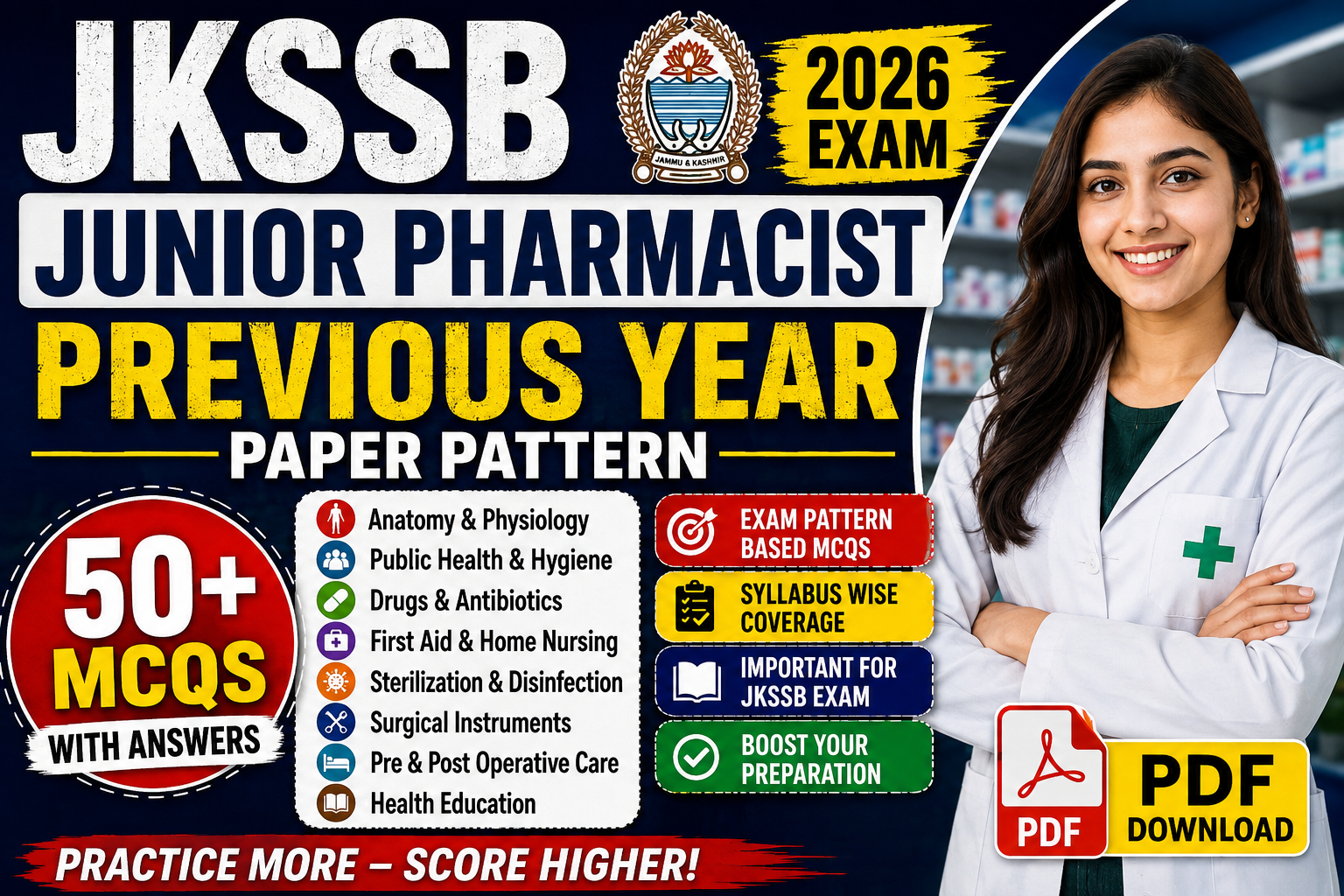 JKSSB Junior Pharmacist Previous Year Paper PDF with Answers