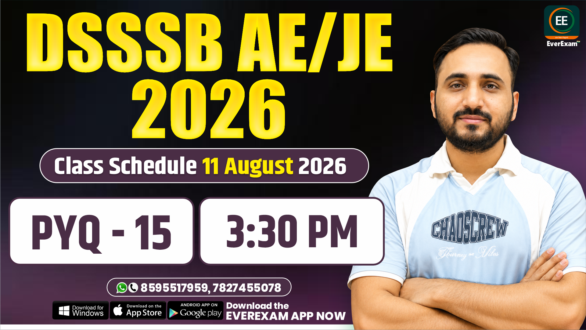 👉🏻 11 August 2026 🚨 Class Schedule Alert – DSSSB AE/JE (Batch 2026)