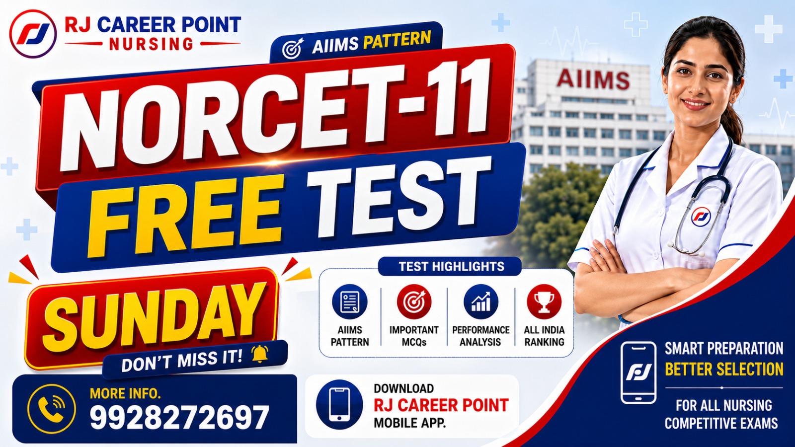 FREE NORCET- 11 WEEKEND TEST SERIES