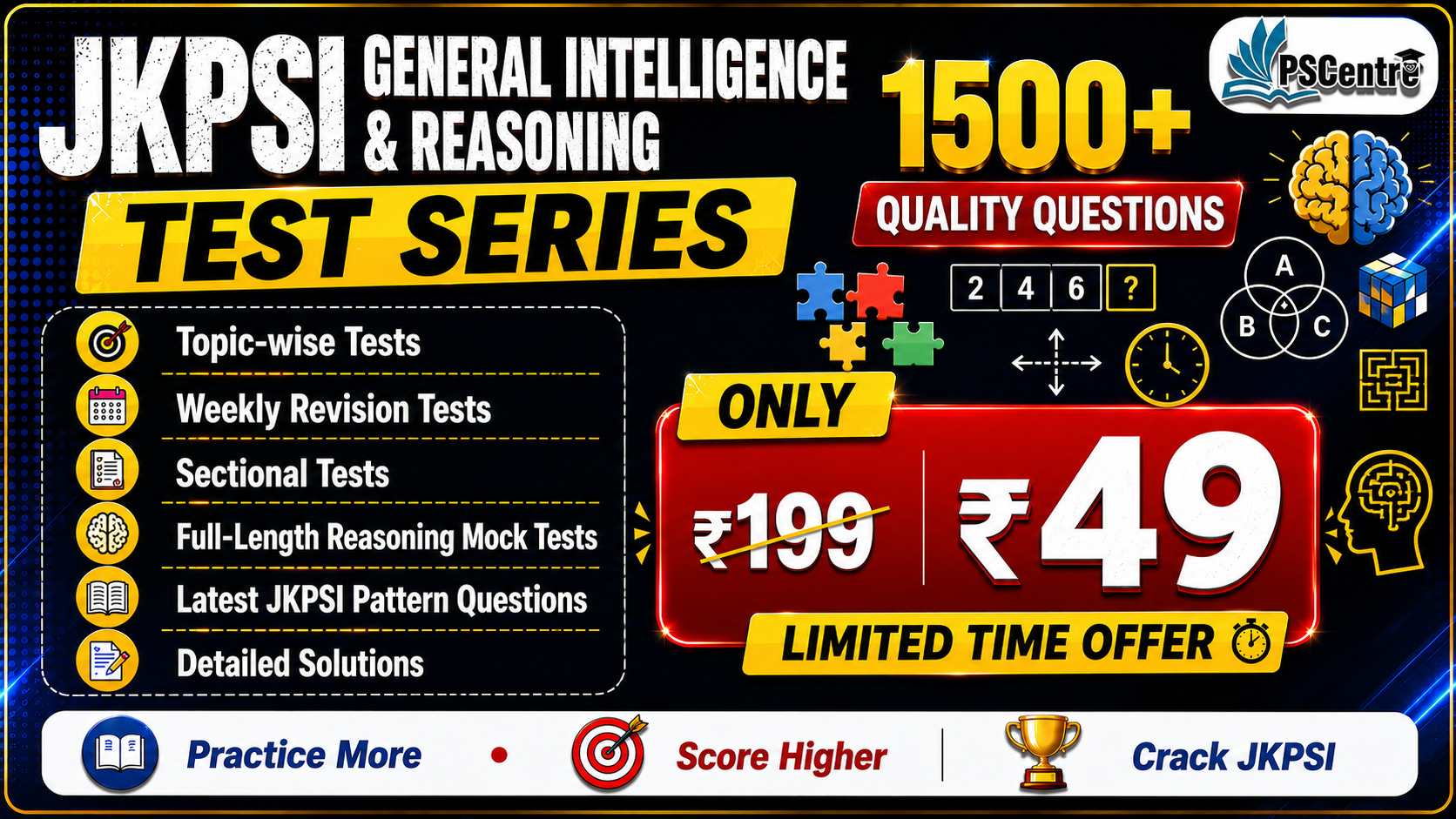 JKPSI General Intelligence & Reasoning Test Series 2026 1500+ Quality Questions | Complete Syllabus Coverage | Latest JKPSI Pattern