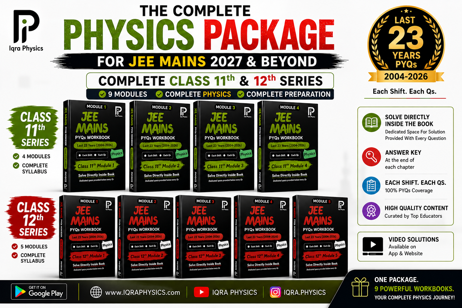 Complete Physics (11th + 12th) JEE MAINS PYQs Workbook (2004-2026)