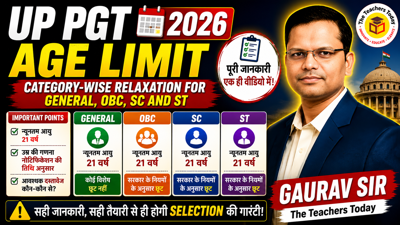 UP PGT Age Limit 2026: Category-Wise Relaxation for General, OBC, SC and ST