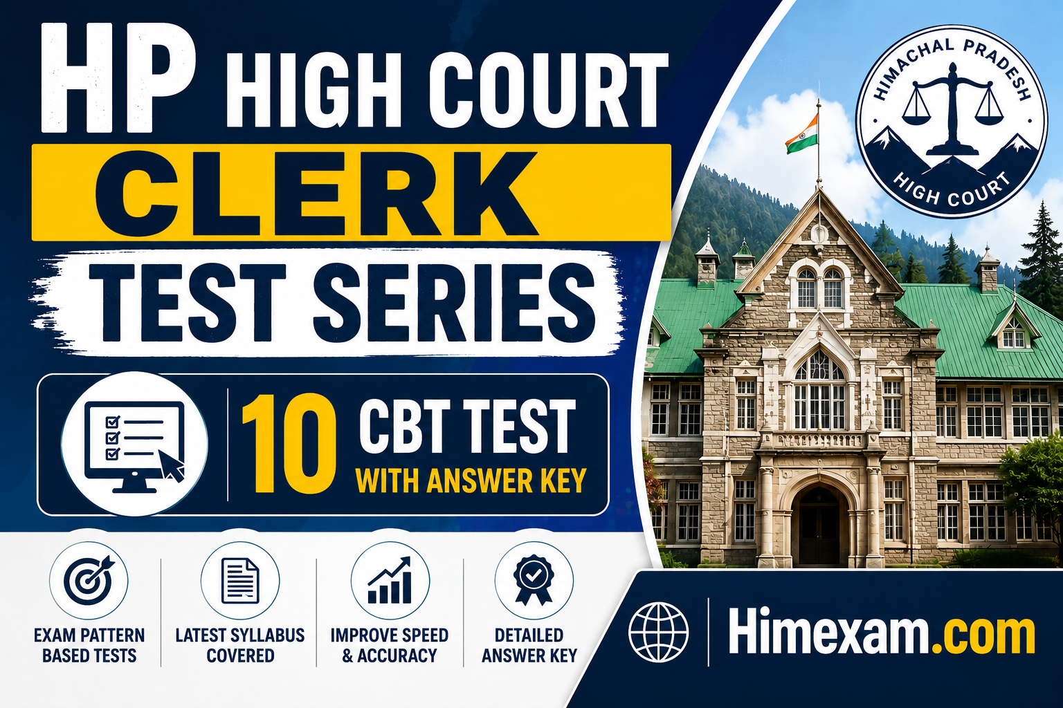 HP HIGH COURT CLERK TEST SERIES (10 CBT TEST WITH ANSWER KEY)