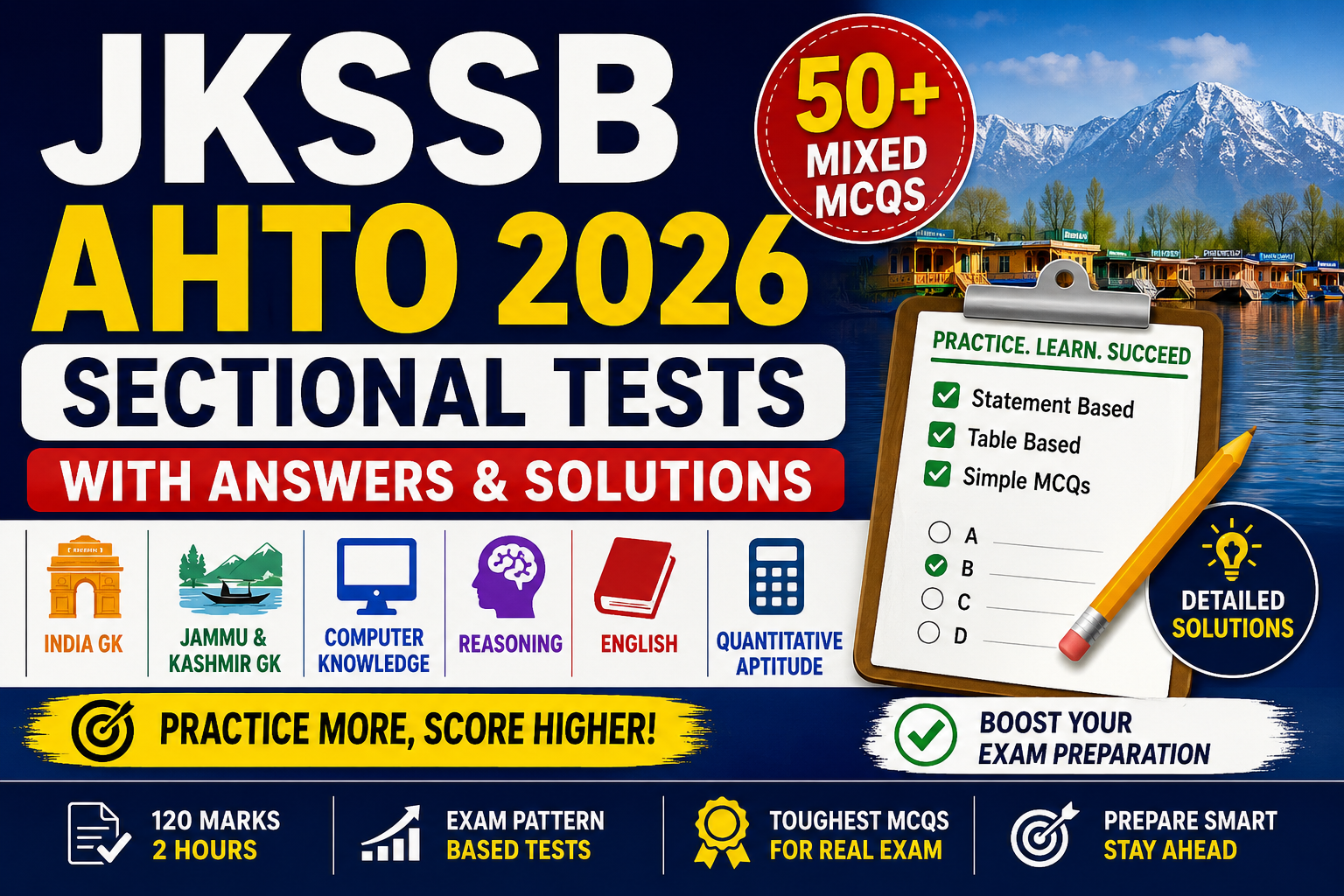 JKSSB AHTO Sectional Tests 2026 โ Free Mock Tests with Answers & Solutions