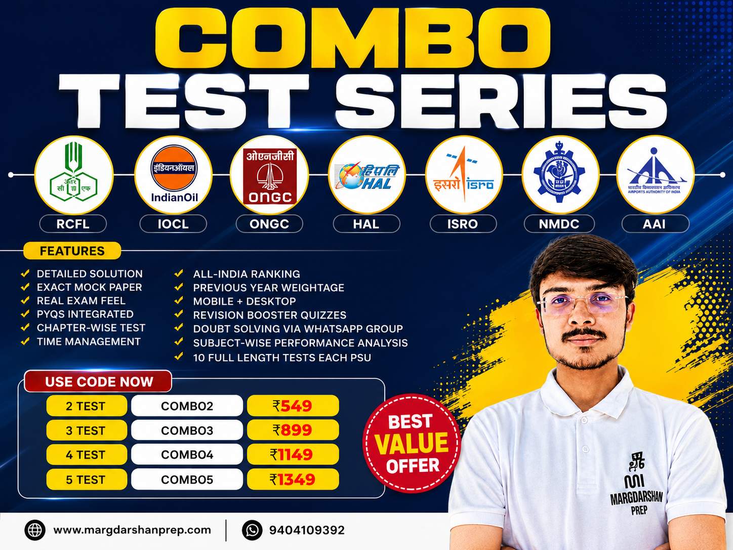 Combo Test Series for RCFL, IOCL, ONGC, HAL, ISRO, NMDC & AAI