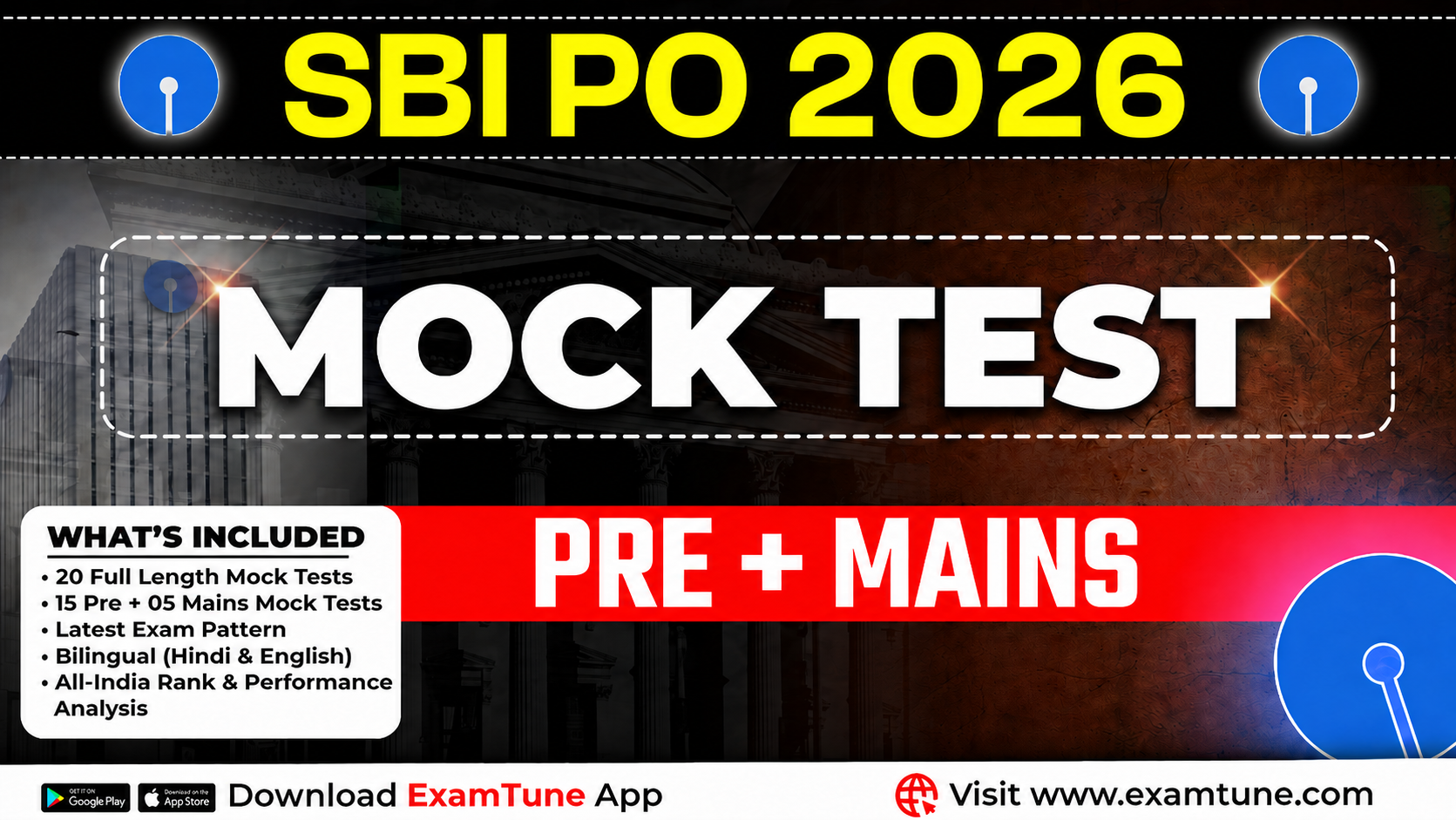 SBI PO 2026 Mock Test Series | Prelims + Mains Mock Tests with All India Rank & Detailed Analysis | ExamTune